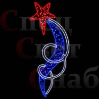 Светодиодная консоль к 9 мая "Комета" 1,2м х 0,5м красная звезда