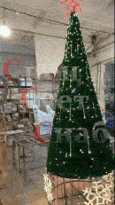 Световая Уличная Ёлка 4 м Зеленая с макушкой Звезда